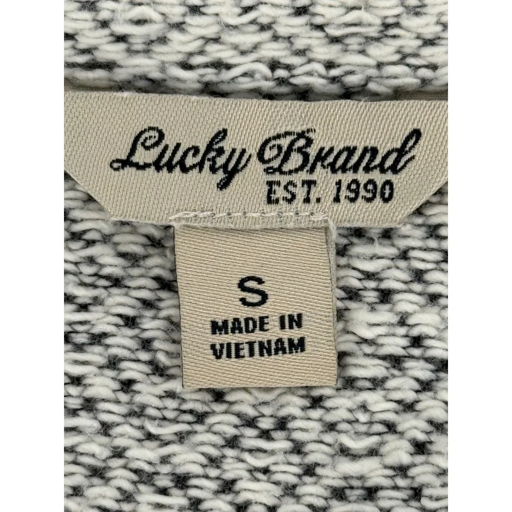 Lucky Brand Diamond Print Asymmetrical‎ Zip Moto Jacket Women's Small Gray White